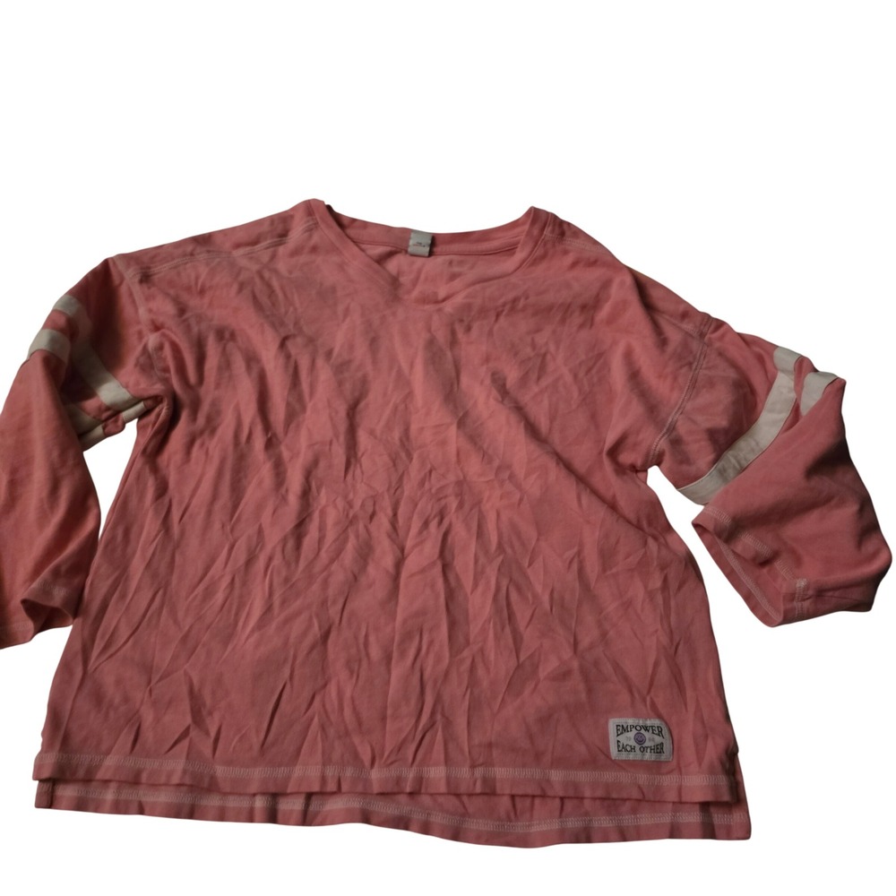 Old Navy Girls XL 14-16 Pink Long Sleeve V-Neck Tee Empower Each Other Patch